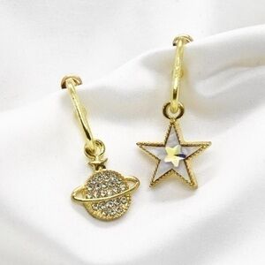 Star Planet Paperclip Earrings